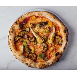 Ortolana -  San Marzano tomato, vegan cheese, artichokes, peppers, red onions, courgettes, aubergine, oregano, olive oil
