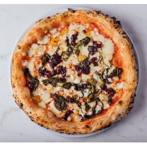 Agro Dolce - San Marzano tomato, fior di latte, friarielli, goat's cheese,  red onion chutney, olive oil
